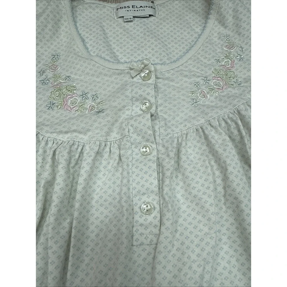 Miss Elaine Intimates Cotton Knit Sweetheart Neck Nightgown Size Small Feminine